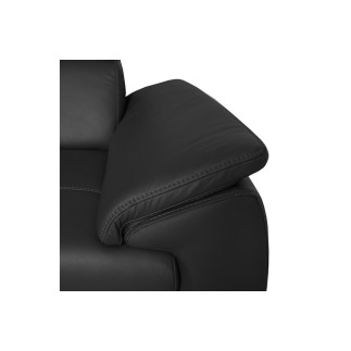 Canapé d'angle en 100% cuir de luxe italien , 5 places Cintia, couleur noir, angle droit