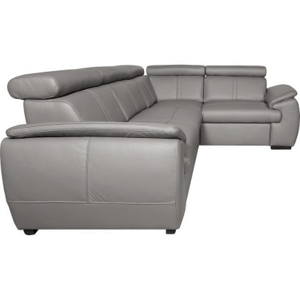 Canapé d'angle en 100% cuir de luxe italien , 5 places Cintia, couleur gris clair, angle droit