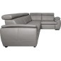 Canapé d'angle en 100% cuir de luxe italien , 5 places Cintia, couleur gris clair, angle droit