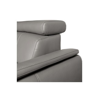 Canapé d'angle en 100% cuir de luxe italien , 5 places Cintia, couleur gris clair, angle droit