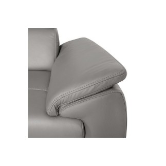 Canapé d'angle en 100% cuir de luxe italien , 5 places Cintia, couleur gris clair, angle droit