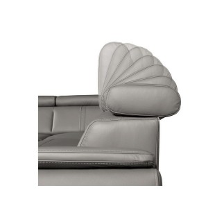Canapé d'angle en 100% cuir de luxe italien , 5 places Cintia, couleur gris clair, angle droit