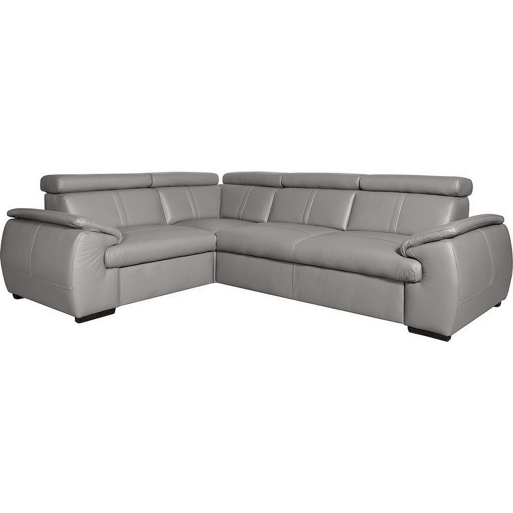 Canapé d'angle en 100% cuir de luxe italien , 5 places Cintia, couleur gris clair, angle gauche