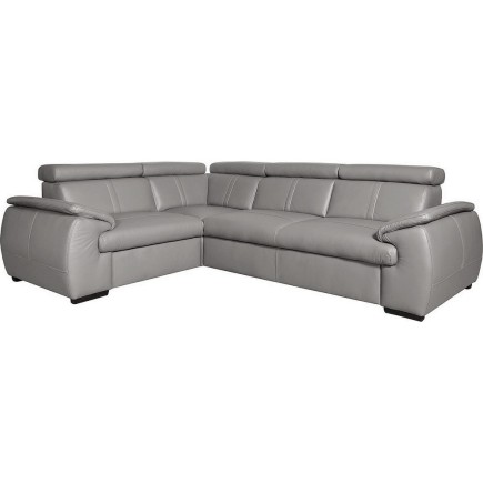 Canapé d'angle en 100% cuir de luxe italien , 5 places Cintia, couleur gris clair, angle gauche