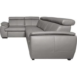 Canapé d'angle en 100% cuir de luxe italien , 5 places Cintia, couleur gris clair, angle gauche
