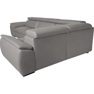 Canapé d'angle en 100% cuir de luxe italien , 5 places Cintia, couleur gris clair, angle gauche