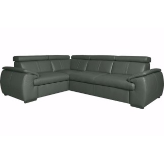 Canapé d'angle en 100% cuir de luxe italien , 5 places Cintia, couleur gris foncé, angle gauche