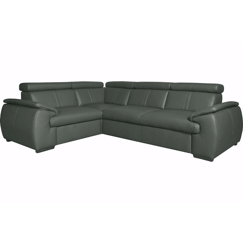 Canapé d'angle en 100% cuir de luxe italien , 5 places Cintia, couleur gris foncé, angle gauche