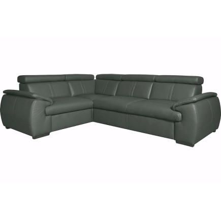 Canapé d'angle en 100% cuir de luxe italien , 5 places Cintia, couleur gris foncé, angle gauche