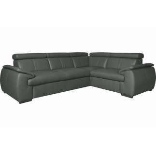 Canapé d'angle en 100% cuir de luxe italien , 5 places Cintia, couleur gris foncé, angle droit