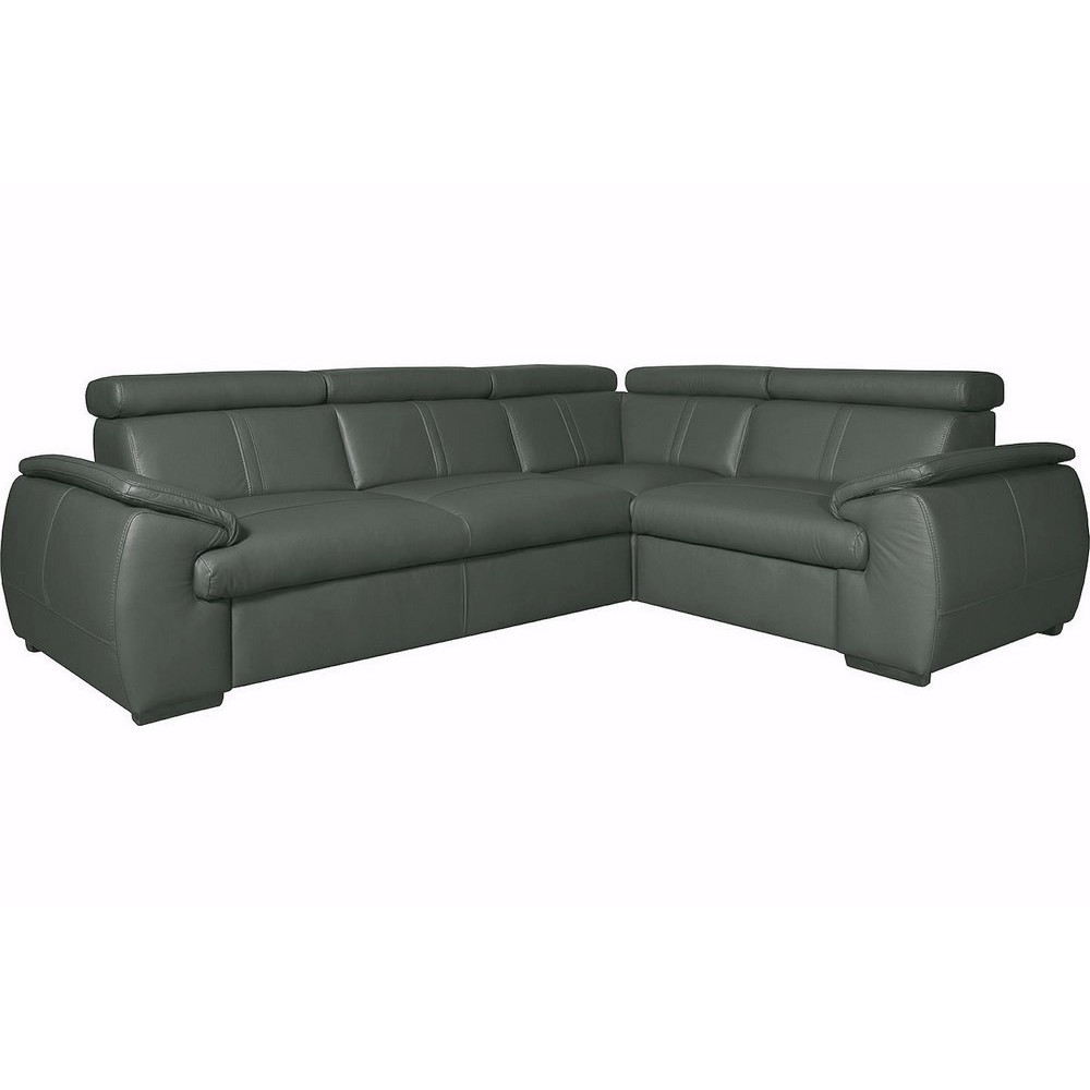 Canapé d'angle en 100% cuir de luxe italien , 5 places Cintia, couleur gris foncé, angle droit