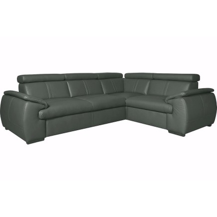 Canapé d'angle en 100% cuir de luxe italien , 5 places Cintia, couleur gris foncé, angle droit