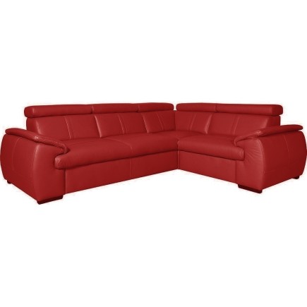 Canapé d'angle en 100% cuir de luxe italien , 5 places Cintia, couleur rouge foncé, angle droit