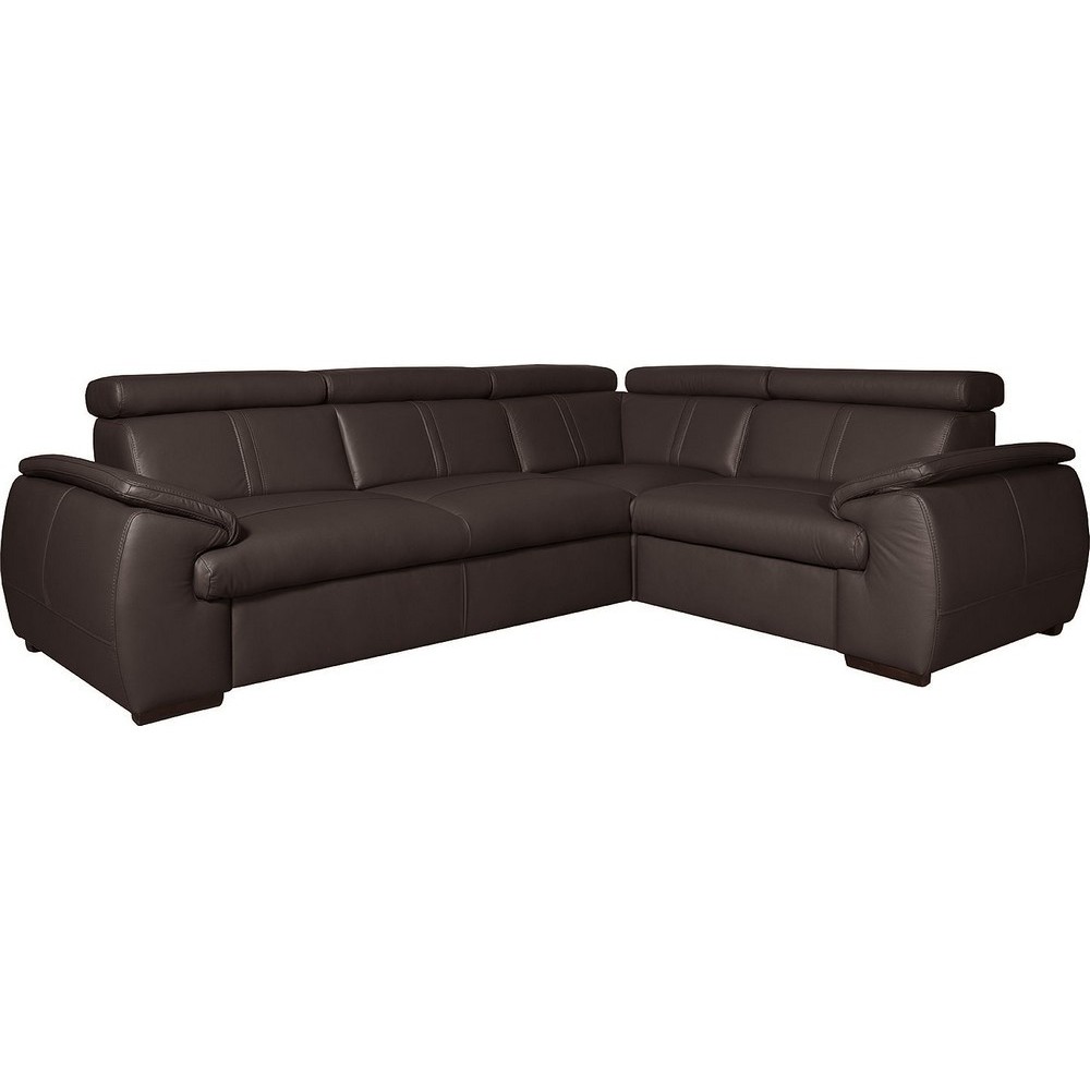 Canapé d'angle en 100% cuir de luxe italien , 5 places Cintia, couleur chocolat, angle droit