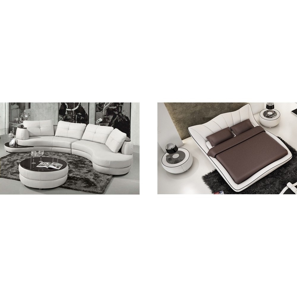 2EME Acompte de la commande: Canapé ALICIA en cuir haut de gamme italien Blanc N°781 Avec la table - Casanoti, Lit cuir REVERIE