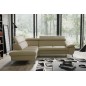 - Canapé d'angle convertible en cuir italien de luxe 5/6 places WARREN II, avec coffre, beige, angle gauche
