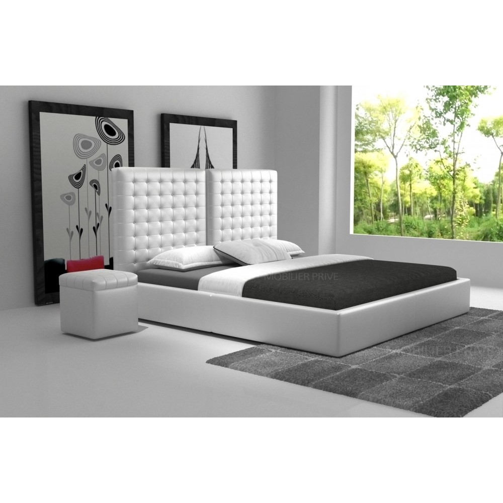 Lit en cuir italien de luxe DUO, blanc, 140x190