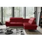 Canapé d'angle convertible en cuir italien de luxe 5 places WARREN II, avec coffre, rouge foncé, angle droit