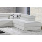 Canapé d'angle en cuir italien, 5 places BONO, blanc, angle droit