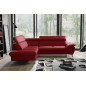 Canapé d'angle convertible en cuir italien de luxe 5/6 places WARREN II, avec coffre, rouge foncé, angle gauche