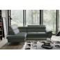 Canapé d'angle convertible en cuir italien de luxe 5/6 places WARREN II, avec coffre, gris foncé, angle gauche
