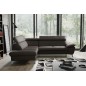 - Canapé d'angle convertible en cuir italien de luxe 5/6 places WARREN II, avec coffre, chocolat, angle gauche