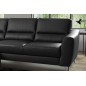- Canapé d'angle convertible en cuir italien de luxe 5 places SANTORIN, avec coffre, noir, angle gauche