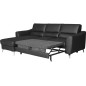 - Canapé d'angle convertible en cuir italien de luxe 5 places SANTORIN, avec coffre, noir, angle gauche