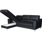 - Canapé d'angle convertible en cuir italien de luxe 5 places SANTORIN, avec coffre, noir, angle gauche