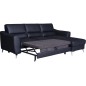 Canapé d'angle convertible en cuir italien de luxe 5 places SANTORIN, avec coffre, noir, angle droit