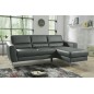 Canapé d'angle convertible en cuir italien de luxe 5 places SANTORIN, avec coffre, gris foncé, angle droit