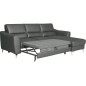 Canapé d'angle convertible en cuir italien de luxe 5 places SANTORIN, avec coffre, gris foncé, angle droit