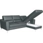 Canapé d'angle convertible en cuir italien de luxe 5 places SANTORIN, avec coffre, gris foncé, angle droit