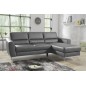 Canapé d'angle convertible en cuir italien de luxe 5 places SANTORIN, avec coffre, gris clair, angle droit