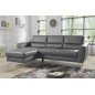 Canapé d'angle convertible en cuir italien de luxe 5 places SANTORIN, avec coffre, gris clair, angle gauche