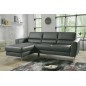 - Canapé d'angle convertible en cuir italien de luxe 5 places SANTORIN, avec coffre, gris foncé, angle gauche