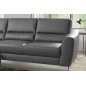 - Canapé d'angle convertible en cuir italien de luxe 5 places SANTORIN, avec coffre, gris foncé, angle gauche