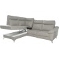 - Canapé d'angle en cuir italien de luxe 5 places LUZERNE, avec relax électrique et coffre, gris clair, angle gauche