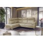 Canapé d'angle en cuir italien de luxe 5 places LUZERNE, avec relax électrique et coffre, beige, angle gauche
