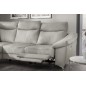 Canapé d'angle en cuir italien de luxe 5 places LUZERNE, avec relax électrique et coffre, beige, angle gauche