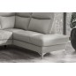 Canapé d'angle en cuir italien de luxe 5 places LUZERNE, avec relax électrique et coffre, gris clair, angle droit