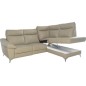 Canapé d'angle en cuir italien de luxe 5 places LUZERNE, avec relax électrique et coffre, beige, angle droit