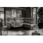 Canapé d'angle en cuir italien de luxe 5 places LUZERNE, avec relax électrique et coffre, gris foncé, angle droit