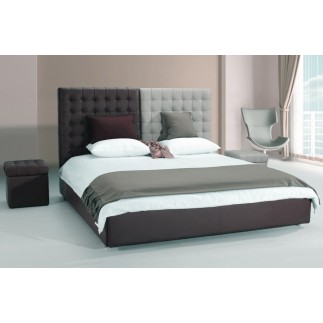 Lit en cuir italien de luxe DUO, chocolat et gris clair