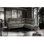 Canapé d'angle en cuir italien de luxe 5 places LUZERNE, avec relax électrique et coffre, gris foncé, angle droit