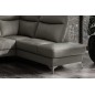 Canapé d'angle en cuir italien de luxe 5 places LUZERNE, avec relax électrique et coffre, gris foncé, angle droit