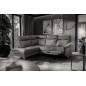 - Canapé d'angle en cuir italien de luxe 5 places LUZERNE, avec relax électrique et coffre, gris foncé, angle gauche
