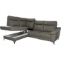 - Canapé d'angle en cuir italien de luxe 5 places LUZERNE, avec relax électrique et coffre, gris foncé, angle gauche