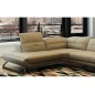 Canapé d'angle en cuir luxe italien 5 places MODERNI, beige, angle gauche