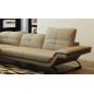 Canapé d'angle en cuir luxe italien 5 places MODERNI, beige, angle gauche